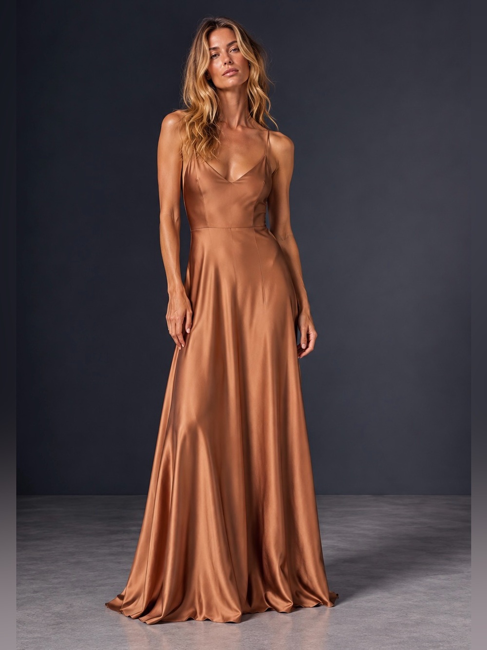 Show Me Your Mumu Faith Maxi Dress Copper Luxe Satin M NWT